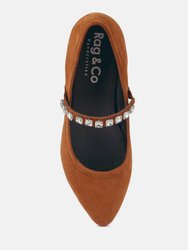 Assisi Tan Fine Suede MaryJane Ballet Flats