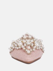 Astre Pearl Embellished Shimmer Mules In Blush