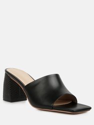 Audriana Black Textured Block Heel Sandals - Black