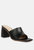Audriana Black Textured Block Heel Sandals - Black