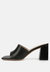 Audriana Black Textured Block Heel Sandals