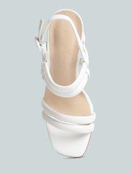 Avianna White Slim Block Heel Sandal
