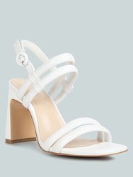 Avianna White Slim Block Heel Sandal - White