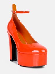 Babe Heaven Patent Pu Maryjane Sandals In Orange - Orange