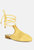 Bartsi Yellow Handwoven Cotton Tie Up Mule Flats - Yellow