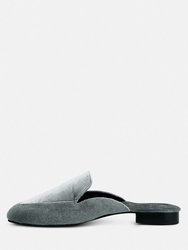 Batiste Grey Velvet Handcrafted Mules