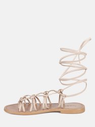 Baxea Handcrafted Latte Tie Up String Flats