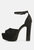 Beaty Black Studded Suede High Block Heeled Sandals