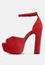 Beaty Red Studded Suede High Block Heeled Sandals