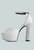 Beaty White Studded Suede High Block Heeled Sandals