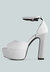 Beaty White Studded Suede High Block Heeled Sandals