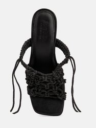 Beroe Black Braided Handcrafted Lace Up Sandal