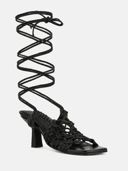 Beroe Black Braided Handcrafted Lace Up Sandal - Black
