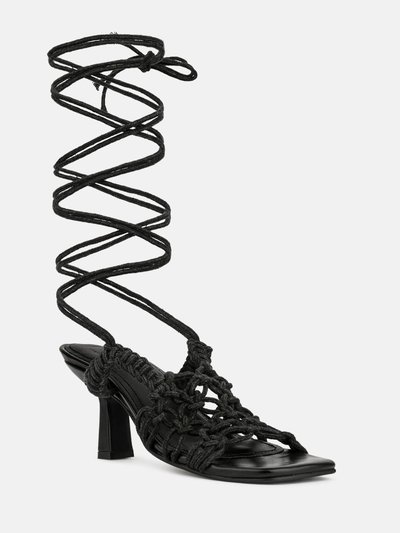Rag & Co Beroe Black Braided Handcrafted Lace Up Sandal product