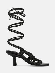 Beroe Black Braided Handcrafted Lace Up Sandal