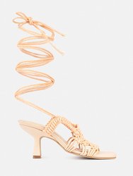 Beroe Latte Braided Handcrafted Lace Up Sandal