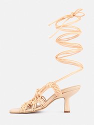 Beroe Latte Braided Handcrafted Lace Up Sandal