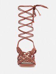 Beroe Mocca Braided Handcrafted Lace Up Sandal
