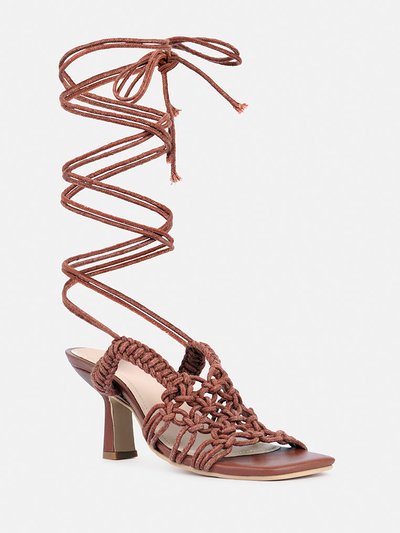 Rag & Co Beroe Mocca Braided Handcrafted Lace Up Sandal product