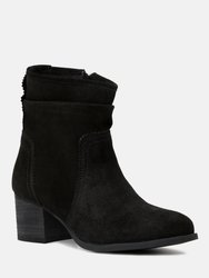 Bowie Stacked Heel Leather Boots - Black