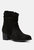 Bowie Stacked Heel Leather Boots - Black