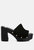 Cartera Suede High Block Heel Clogs In Black - Black