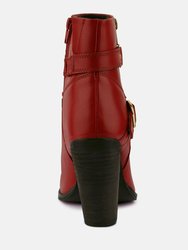 Cat-Track Red Leather Ankle Boots