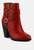 Cat-Track Red Leather Ankle Boots - Red