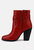 Cat-Track Red Leather Ankle Boots