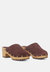 Cedrus Fine Suede Studded Clog Mules - Brown