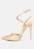 Charmer Rhinestone Embellished Stiletto Sandals In Champagne