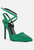Charmer Rhinestone Embellished Stiletto Sandals In Green - Green