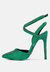 Charmer Rhinestone Embellished Stiletto Sandals In Green