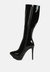 Chatton Black Patent Stiletto High Heeled Calf Boots