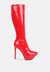 Chatton Red Patent Stiletto High Heeled Calf Boots
