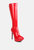 Chatton Red Patent Stiletto High Heeled Calf Boots - Red