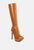 Chatton Tan Patent Stiletto High Heeled Calf Boots - Tan