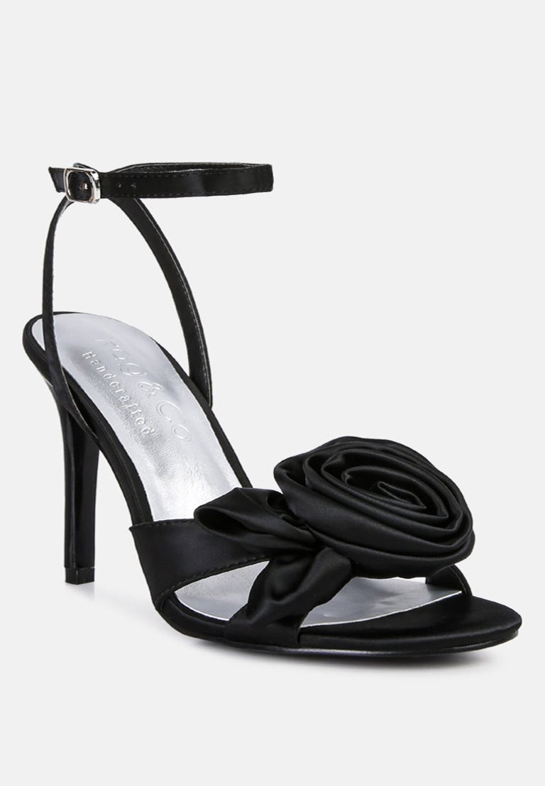 Chaumet Black Rose Bow Embellished Sandals - Black