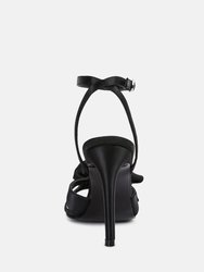 Chaumet Black Rose Bow Embellished Sandals