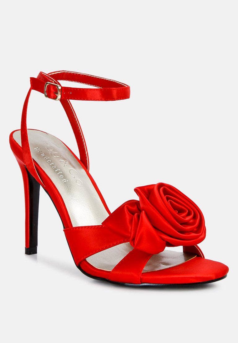 Chaumet Red Rose Bow Embellished Sandals - Red