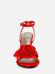 Chaumet Red Rose Bow Embellished Sandals