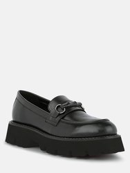 Cheviot Black Chunky Leather Loafers - Black