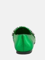 Churros Diamante Embellished Metallic Loafers In Green