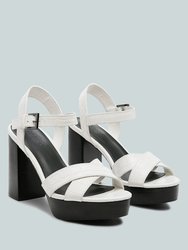 Chypre High Heeled Block Sandal - White