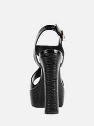 Croft Croc High Heeled Cut Out Sandals In Black