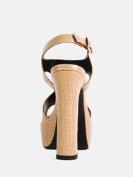 Croft Croc High Heeled Cut Out Sandals In Taupe