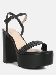 Cruella Black Block Heel Platform Sandals - Black