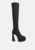 Cyber Punk High Platform Long Boots In Black