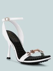 Daenerys White Mid Heeled Sandals - White