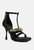 Dakota Black Metal Chain Mid Heel Sandals - Black